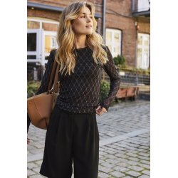 HYPE THE DETAIL LOGO MESH BLOUSE BLACK/BROWN