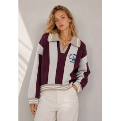 ISAKO STRIPE KNIT BURGUNDY