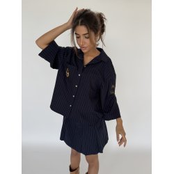CONTINUE MILI PINSTRIPE SHIRT NAVY
