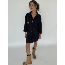 CONTINUE MILI PINSTRIPE SHIRT NAVY