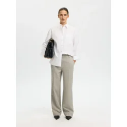 SELECTED FEMME SLWRITA WIDE PANT ISLAND FOSSIL