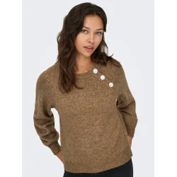 ONLY ONLLAUREN BUTTON KNIT COCOA