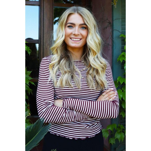 LIBERT ESSENTIEL NATALIA BLOUSE STRIP BORDEAUX/CREME