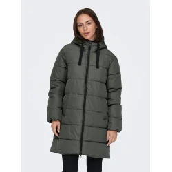 ONLY ONLCLAIR PUFFER HOOD COAT C.GRAY