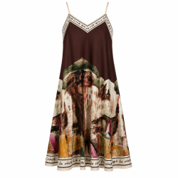 ISAKO AZZURA SHORT DRESS BROWN