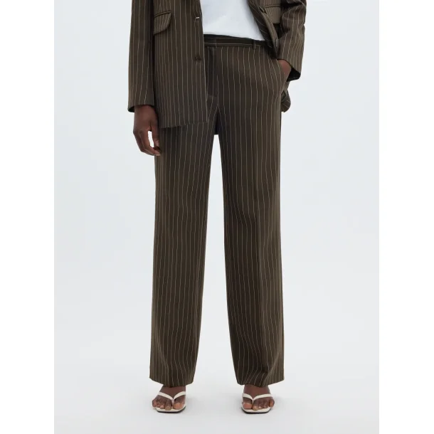 SELECTED FEMME SLWRITA WIDE PANT STRIP BROWN