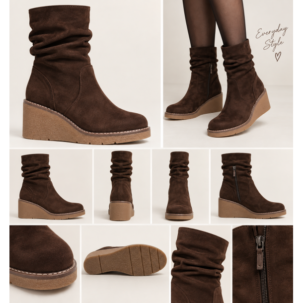 NOVA MILAN WEDGE BOOTS BROWN 