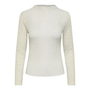 ONLY ONLJULIET MOCKNECK TOP EGRET/DOT