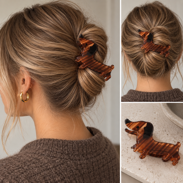 ISAKO GRAVHUND HAIR CLIP BROWN