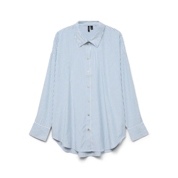 VERO MODA VMNORA OVERSIZE SHIRT WHITE/BLUE