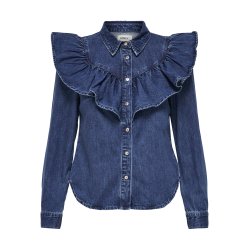 ONLY ONLINDIGO FRILL DNM SHIRT DARK BLUE