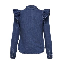 ONLY ONLINDIGO FRILL DNM SHIRT DARK BLUE