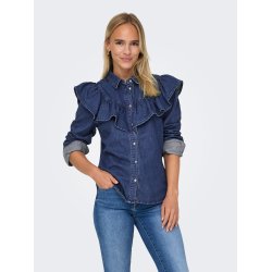 ONLY ONLINDIGO FRILL DNM SHIRT DARK BLUE