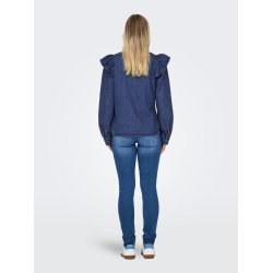 ONLY ONLINDIGO FRILL DNM SHIRT DARK BLUE