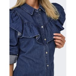 ONLY ONLINDIGO FRILL DNM SHIRT DARK BLUE