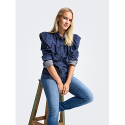 ONLY ONLINDIGO FRILL DNM SHIRT DARK BLUE