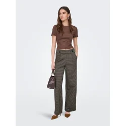 JACQUELINE de YONG JDYGEGGO MIA LONG CHECK PANT BROWN