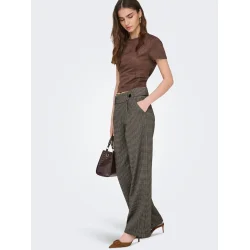 JACQUELINE de YONG JDYGEGGO MIA LONG CHECK PANT BROWN