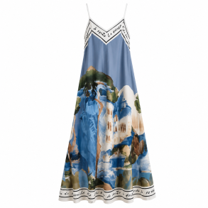 ISAKO AZZURA DRESS DENIM BLUE