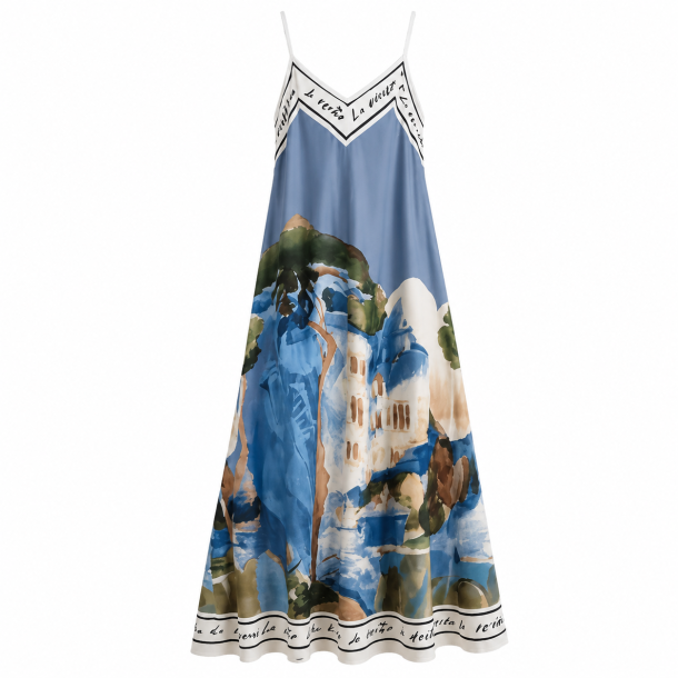 ISAKO AZZURA DRESS DENIM BLUE