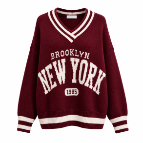 ISAKO NEW YORK SWEATER BORDEAUX/BEIGE