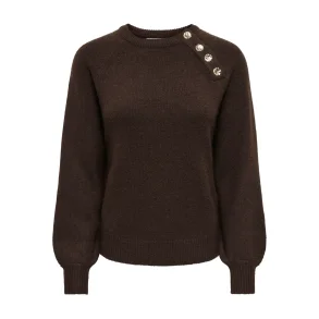 ONLY ONLEMMA BUTTON ONECK KNIT BROWN