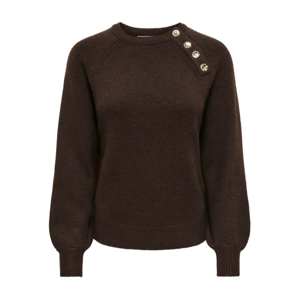 ONLY ONLEMMA BUTTON ONECK KNIT BROWN