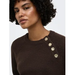 ONLY ONLEMMA BUTTON ONECK KNIT BROWN