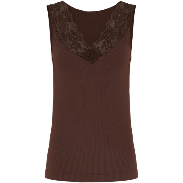 TIM &amp; SIMONSEN BELEN RIB V-LACE TOP CHOKO