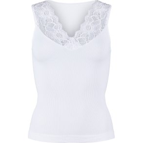 TIM & SIMONSEN BELEN RIB V-LACE TOP HVID