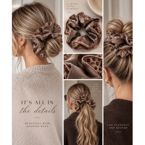 ISAKO SANGO LARGE DOBBLE SCRUNCHIE BROWN/LEO