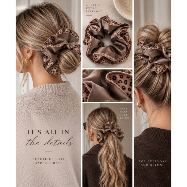 ISAKO SANGO LARGE DOBBLE SCRUNCHIE BROWN/LEO