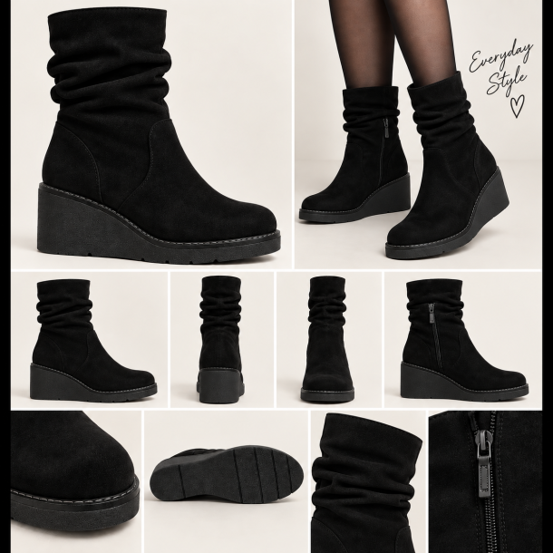 NOVA MILAN WEDGE BOOTS BLACK