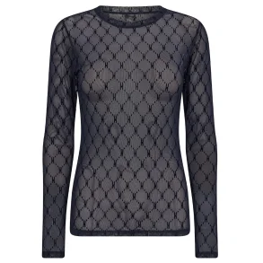 HYPE THE DETAIL LOGO MESH BLOUSE NAVY