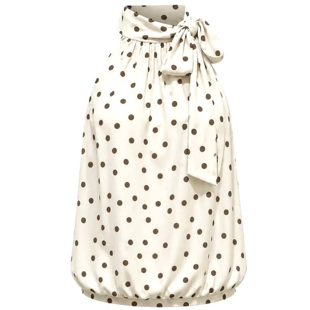 ISAKO ANNA HALTERNECK OFF WHITE/BROWN DOT