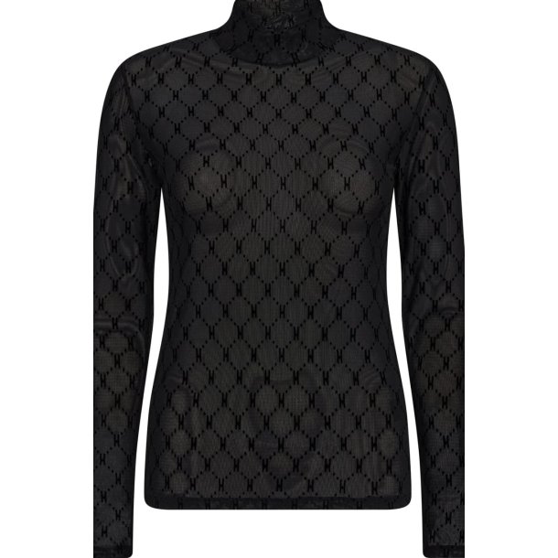 HYPE THE DETAIL MESH BLOUSE TURTLE NECK BLACK 