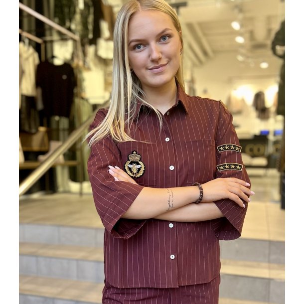 CONTINUE MILI PINSTRIPE SHIRT BORDOX