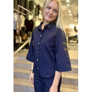 CONTINUE MILI PINSTRIPE SHIRT NAVY