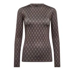 HYPE THE DETAIL LOGO PRINTED BLOUSE BROWN