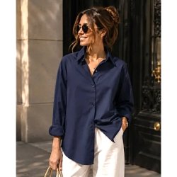 ISAKO YORKER PLAIN SHIRT NAVY