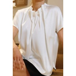 LIBERT� ESSENTIEL PIP SS PEARL BLOUSE OFF WHITE 