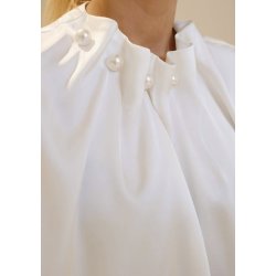 LIBERT� ESSENTIEL PIP SS PEARL BLOUSE OFF WHITE 