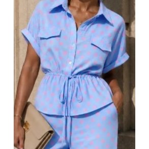 ISAKO LIVA TOP BLUE/PINK DOTS