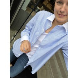 SELECTED FEMME SLFILINA CONTRAST SHIRT BLUE