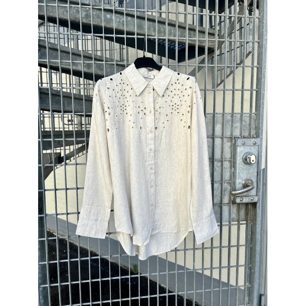 JACQUELINE de YONG JDYSILVIA LOOS SHIRT WHITE SAND