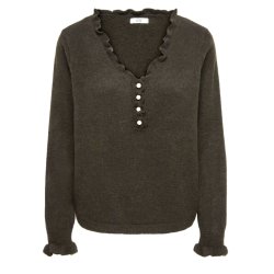 JACQUELINE de YONG JDYLETTY FRILL PULLOVER CHOCOLATE
