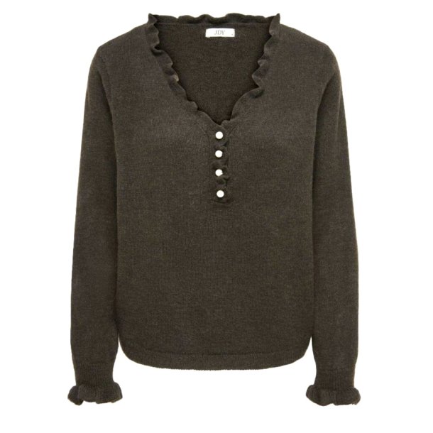 JACQUELINE de YONG JDYLETTY FRILL PULLOVER CHOCOLATE
