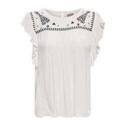 JACQUELINE de YONG JDYHARPER FRILL TOP WHITE