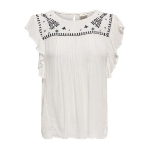 JACQUELINE de YONG JDYHARPER FRILL TOP WHITE