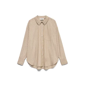 VERO MODA VMPARINA LOOSE STRIPE SHIRT OF OTTER/WHITE